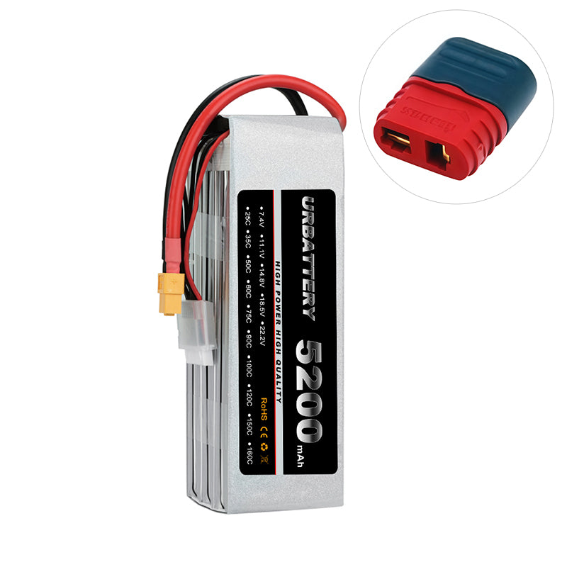 5200mAh 2S 7.4V LiPo Battery – Supersport Pro, 35C/50C/75C/100C High-Discharge for 1/10 RC Cars & Planes (JST-XH Balance)