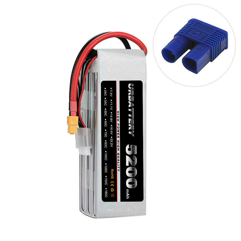 5200mAh 2S 7.4V LiPo Battery – Supersport Pro, 35C/50C/75C/100C High-Discharge for 1/10 RC Cars & Planes (JST-XH Balance)