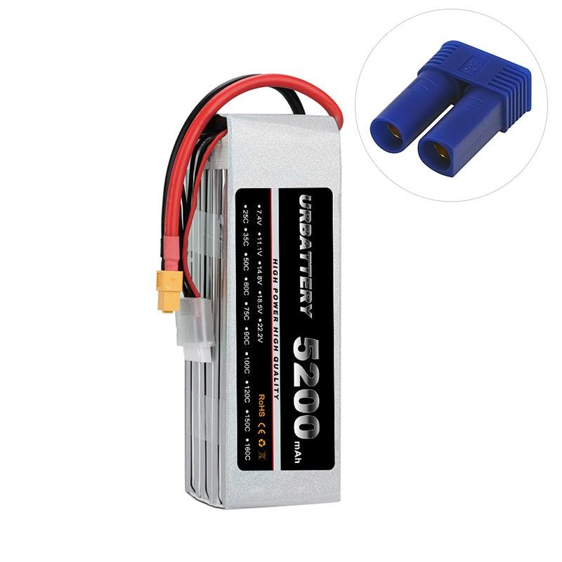 5200mAh 2S 7.4V LiPo Battery – Supersport Pro, 35C/50C/75C/100C High-Discharge for 1/10 RC Cars & Planes (JST-XH Balance)