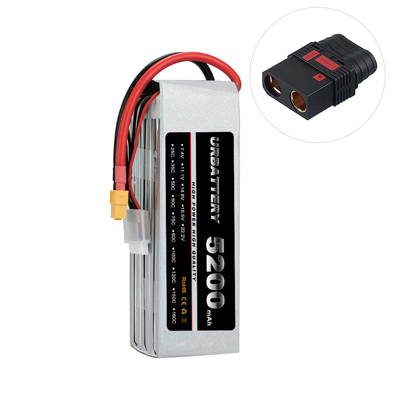 5200mAh 2S 7.4V LiPo Battery – Supersport Pro, 35C/50C/75C/100C High-Discharge for 1/10 RC Cars & Planes (JST-XH Balance)