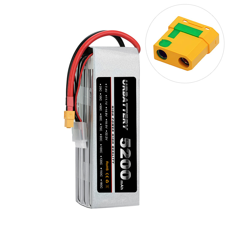 5200mAh 4S 14.8V LiPo Battery Pack, 35C/50C/70C/100C – Long Runtime & Strong Punch for RC Cars/Trucks/Planes/Drones (JST-XH Balance, Grade-A Cells)