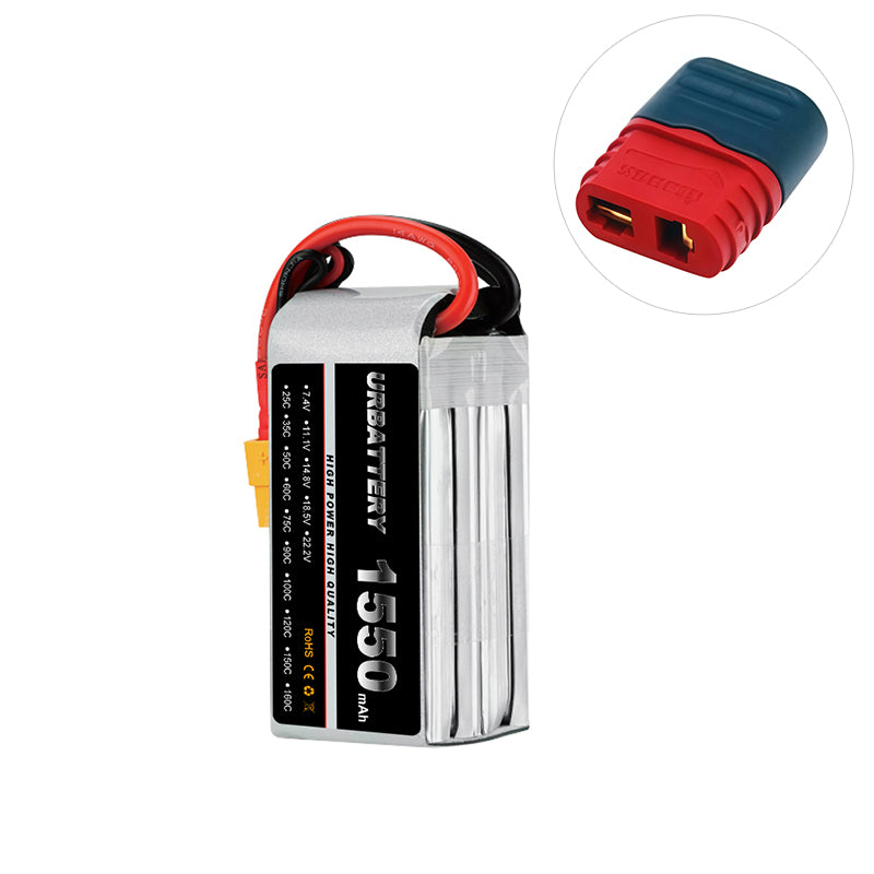 2S 1500mAh 7.4V LiPo Battery (25C–130C) Deans T Plug Soft Pack for FPV Drones, RC Cars/Boats/Planes