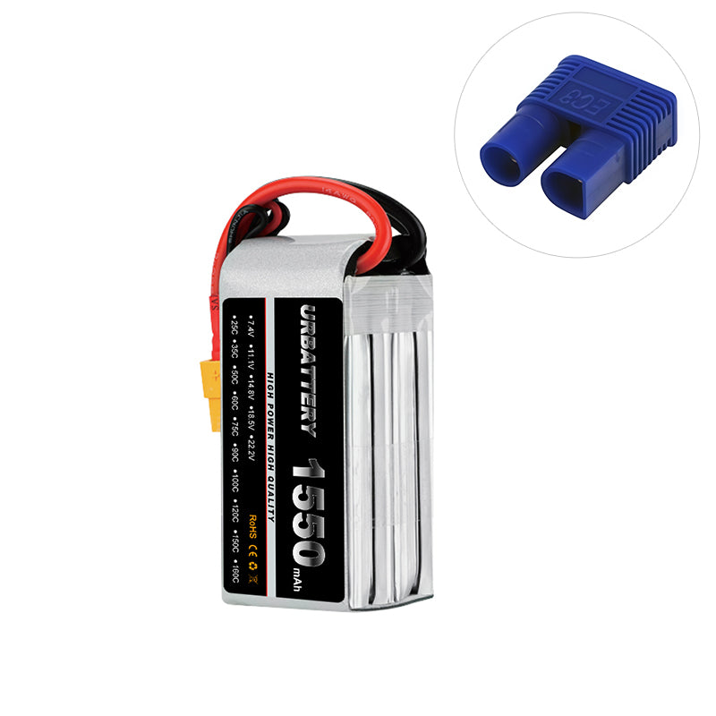 2S 1500mAh 7.4V LiPo Battery (25C–130C) Deans T Plug Soft Pack for FPV Drones, RC Cars/Boats/Planes